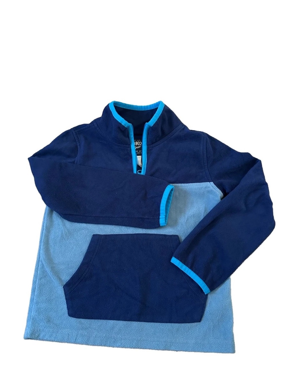 OshKosh B'gosh Quarter Zip Fleece Pullover Colorblock Red Blue Sz 6A Kids Boys